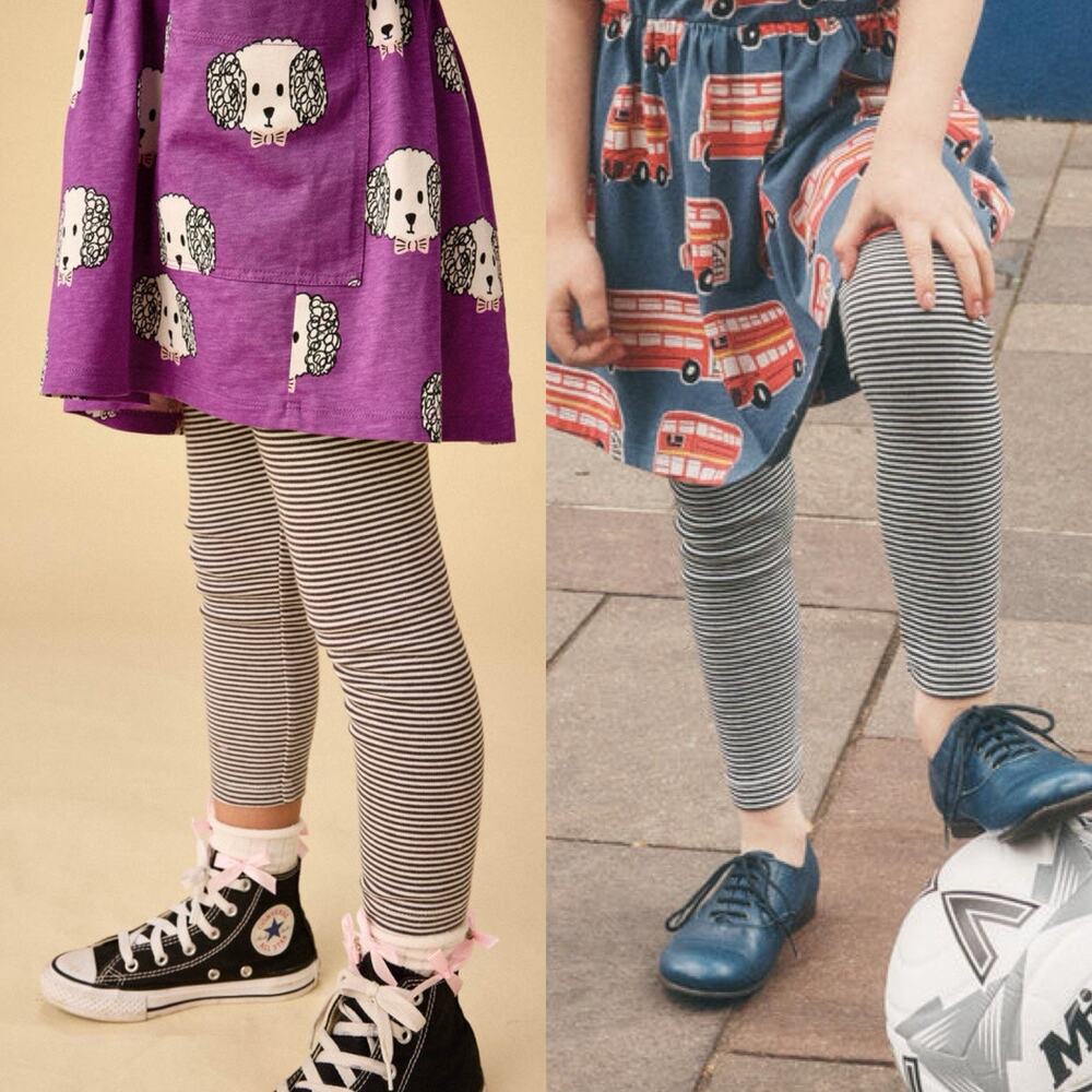 Tea Collection Striped Leggings Girls 16 Black White Cotton Pull On